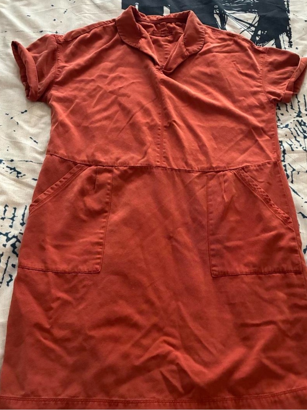 Seasalt Cornwall Short-Sleeve Utility Mini Dress in Rust Orange